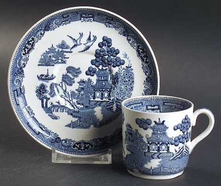 Willow Blue (Newer, Smooth) Flat Demitasse Cup & Saucer Set