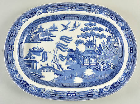 Willow Blue (Older, Smooth) 16" Oval Serving Platter