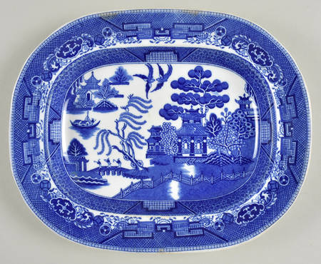 Willow Blue (Older, Smooth) 10" Oval Serving Platter