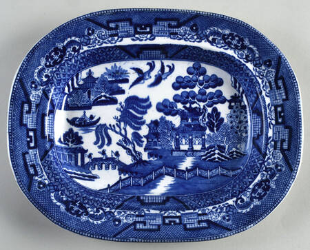 Willow Blue (Older, Smooth) 11" Oval Serving Platter