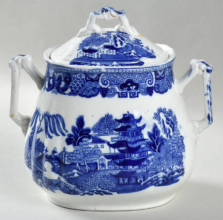 Willow Blue (Older, Smooth) Oversize Sugar Bowl & Lid