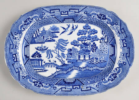 Willow Blue (Older, Smooth) 12" Oval Serving Platter