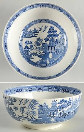 Willow Blue (Older, Smooth) Large Fruit Bowl