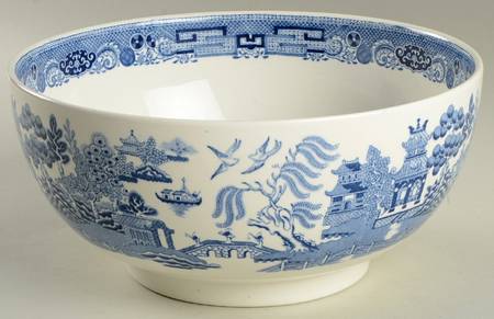 Willow Blue (Older, Smooth) 9" Salad Serving Bowl
