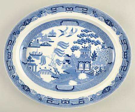 Willow Blue (Older, Smooth) 14" Oval Serving Platter