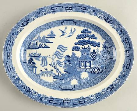 Willow Blue (Older, Smooth) 12" Oval Serving Platter