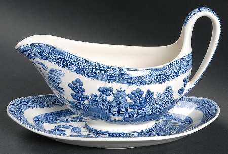 Willow Blue (Older, Smooth) Gravy Boat & Underplate