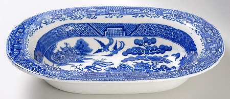 Willow Blue (Older, Smooth) 9" Oval Vegetable Bowl
