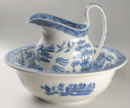 Willow Blue (Older, Smooth) 120 Oz Pitcher & Bowl Set