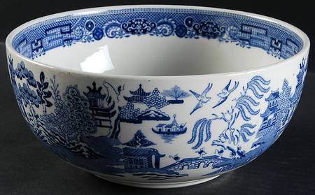 Willow Blue (Older, Smooth) 8" Salad Serving Bowl