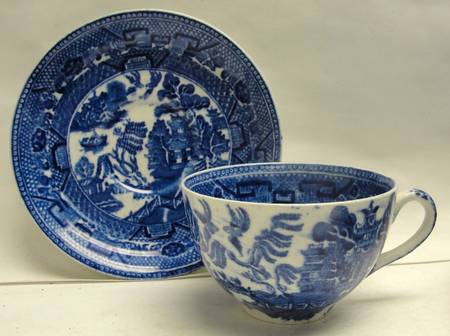 Willow Blue (Older, Smooth) Flat Cup & Saucer Set