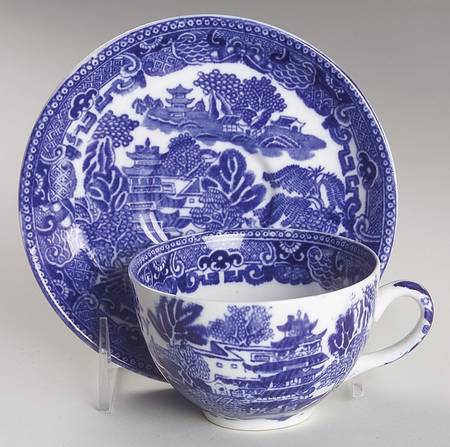 Willow Blue (Older, Smooth) Flat Cup & Saucer Set