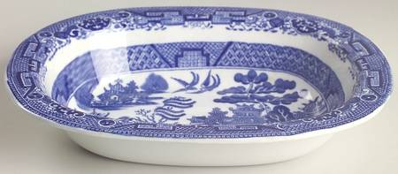 Willow Blue (Older, Smooth) 8" Oval Vegetable Bowl