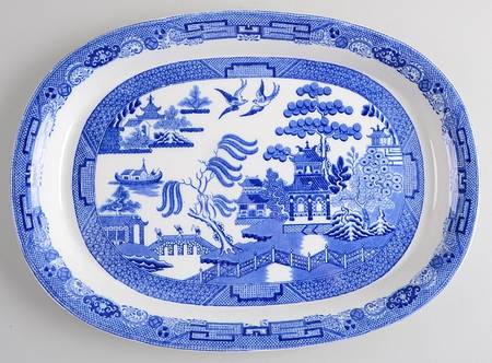 Willow Blue (Older, Smooth) 15" Oval Serving Platter