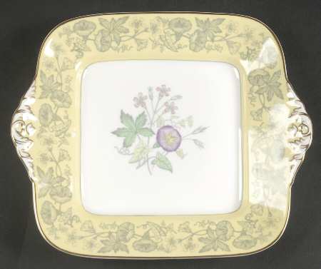 Wildflower Yellow Square Handled Cake Plate