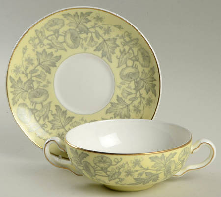 Wildflower Yellow Flat Cream Soup Bowl & Saucer Set