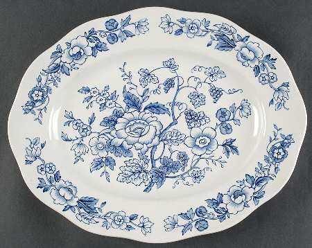 Windermere Blue and White 14" Oval Serving Platter