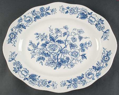 Windermere Blue and White 16" Oval Serving Platter