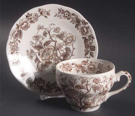Windermere Brown Flat Cup & Saucer Set