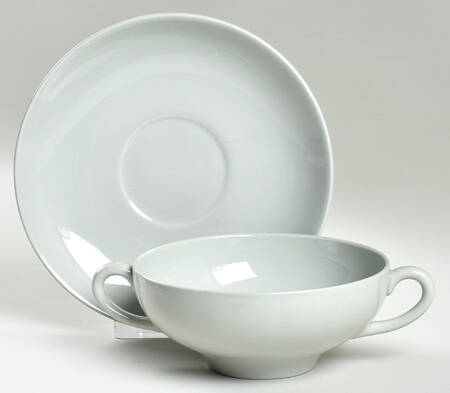 Windsor Grey Flat Cream Soup Bowl & Saucer Set