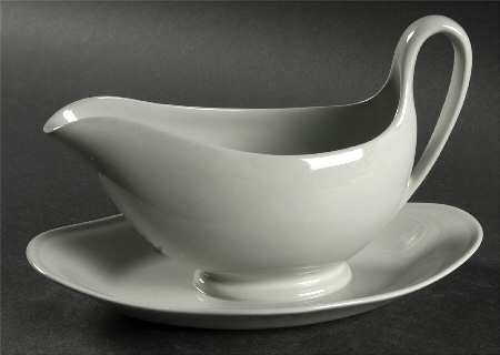 Windsor Grey Gravy Boat with Attached Underplate