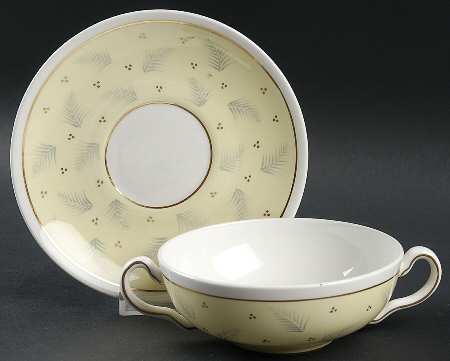 Windrush Yellow Flat Cream Soup Bowl & Saucer Set