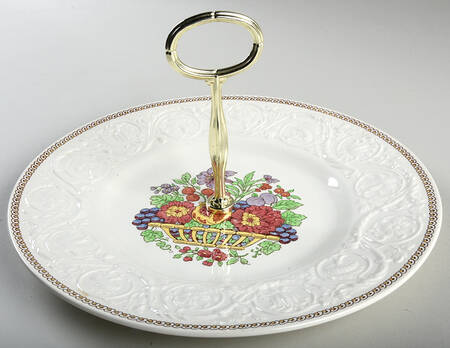 Windermere Multicolor Round Serving Plate with Center Handle (Dp) Hc