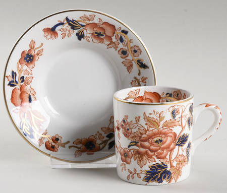Windermere Orange and Blue Flat Demitasse Cup & Saucer Set