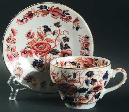 Windermere Orange and Blue Flat Cup & Saucer Set