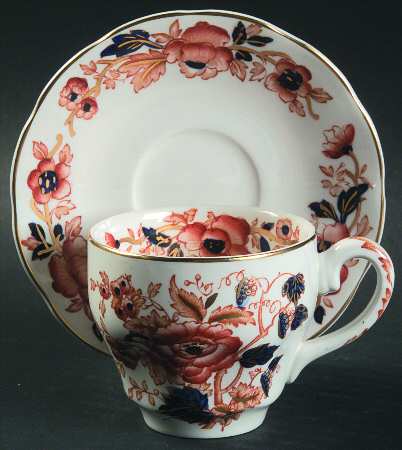 Windermere Orange and Blue Flat Demitasse Cup & Saucer Set