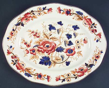 Windermere Orange and Blue 14" Oval Serving Platter
