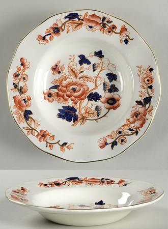 Windermere Orange and Blue Rim Soup Bowl
