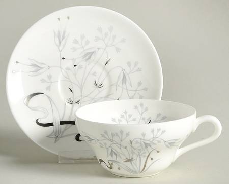 Wild Oats Bone China Flat Cup & Saucer Set