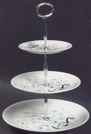 Wild Oats Bone China 13 7/8"-14 1/4" 3-Tiered Serving Tray(DP,SP,BB) HC