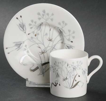 Wild Oats Bone China Bond Shape Demitasse Cup and Saucer Set