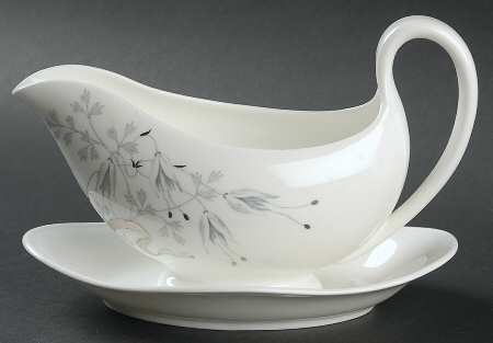 Wild Oats Bone China Gravy Boat with Attached Underplate