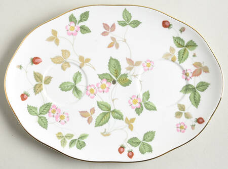 Wild Strawberry (Bone & Oven To Table) Tray w/Indentions for 2 Tier Strawberry Basket