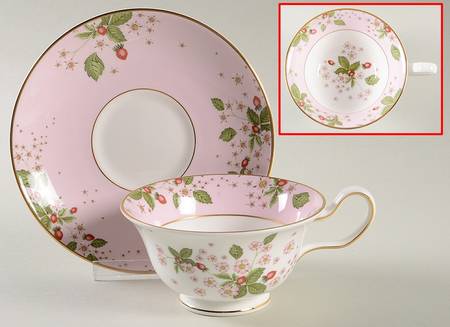 Wild Strawberry (Bone & Oven To Table) Peony Shape Footed Cup & Saucer Set