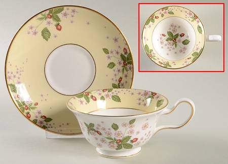 Wild Strawberry (Bone & Oven To Table) Peony Shape Footed Cup & Saucer Set