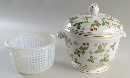 Wild Strawberry (Bone & Oven To Table) Ice Bucket & Lid w/Plastic Liner