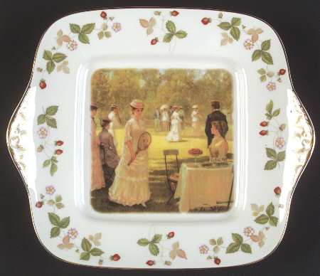 Wild Strawberry (Bone & Oven To Table) Square Handled Cake Plate