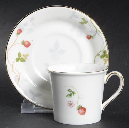 Wild Strawberry (Bone & Oven To Table) Delphi Shape Demitasse Cup and Saucer Set