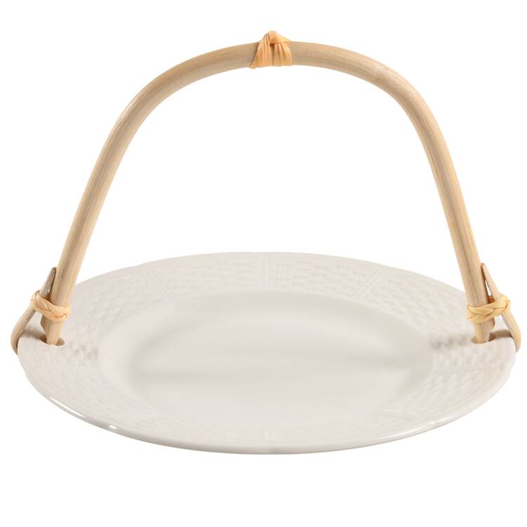 Willow Weave 5 3/8"-5 5/8" Bamboo Handled Serving Plate  HC