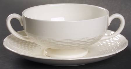Willow Weave Footed Cream Soup Bowl & Saucer Set