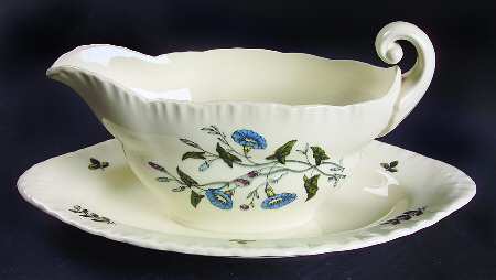 Williamsburg Wild Flowers Gravy Boat with Attached Underplate