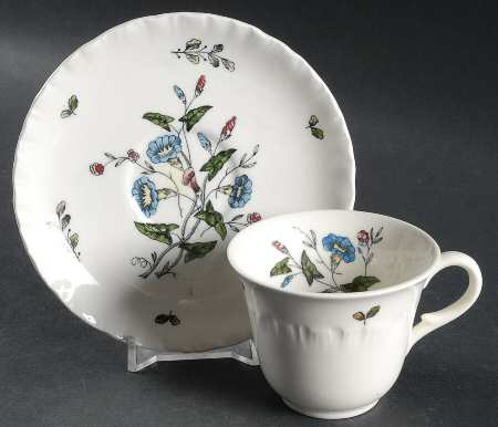 Williamsburg Wild Flowers Flat Demitasse Cup & Saucer Set