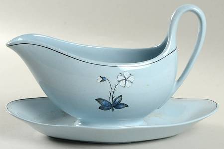 Woodland Black Gravy Boat with Attached Underplate