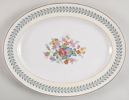Woodstock (Gold Trim) 15" Oval Serving Platter