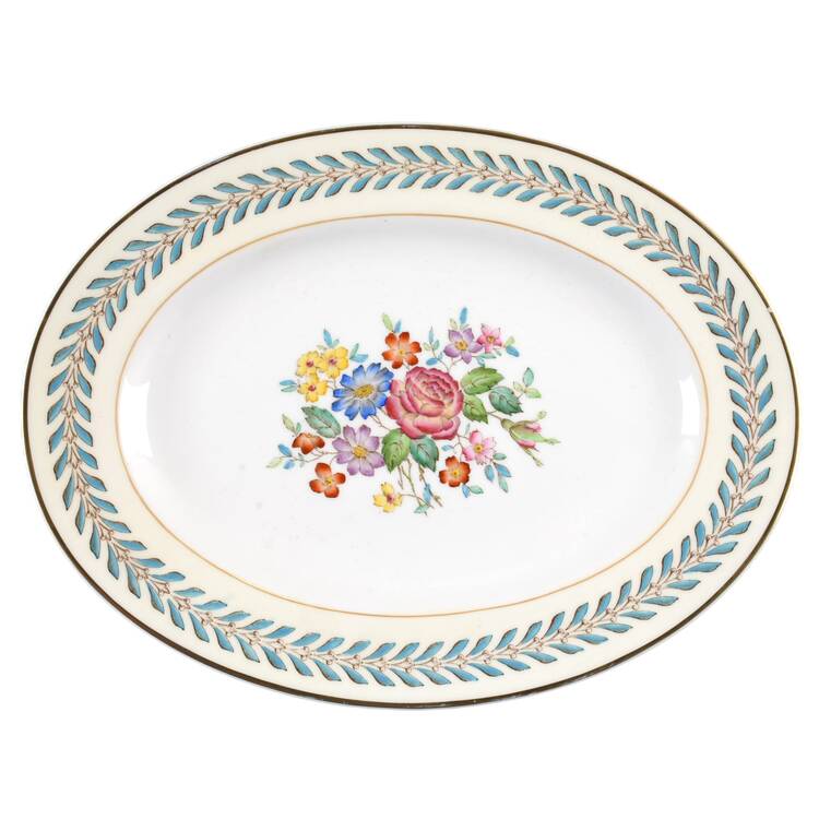 Woodstock (Gold Trim) 10" Oval Serving Platter