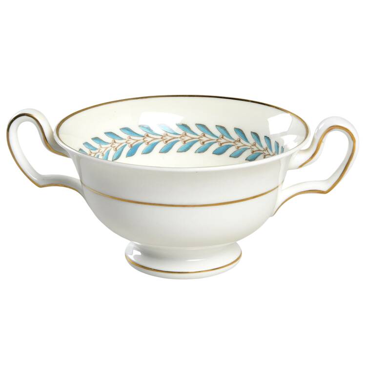 Woodstock (Gold Trim) Footed Cream Soup Bowl